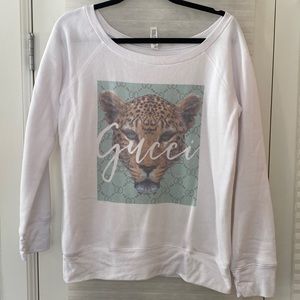 White scoop neck sweatshirt